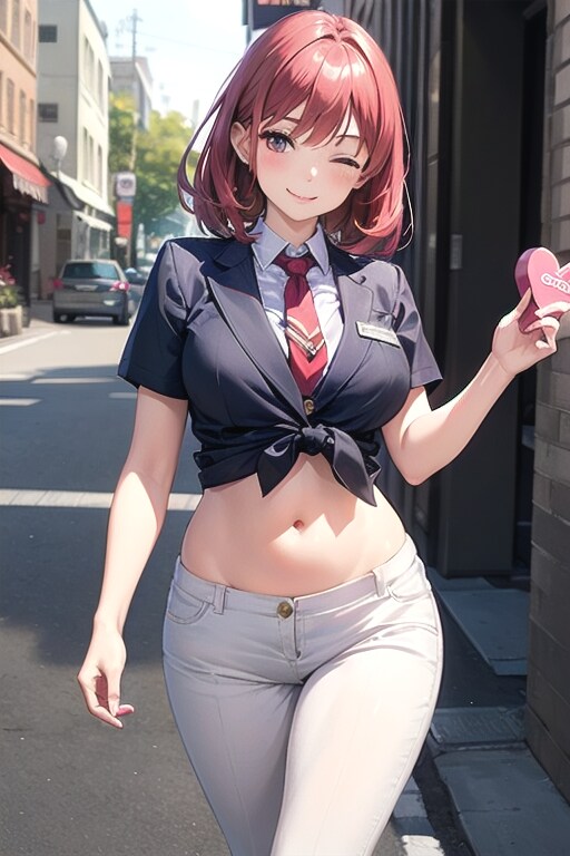 へそ出しスーツOLのバレンタイン
