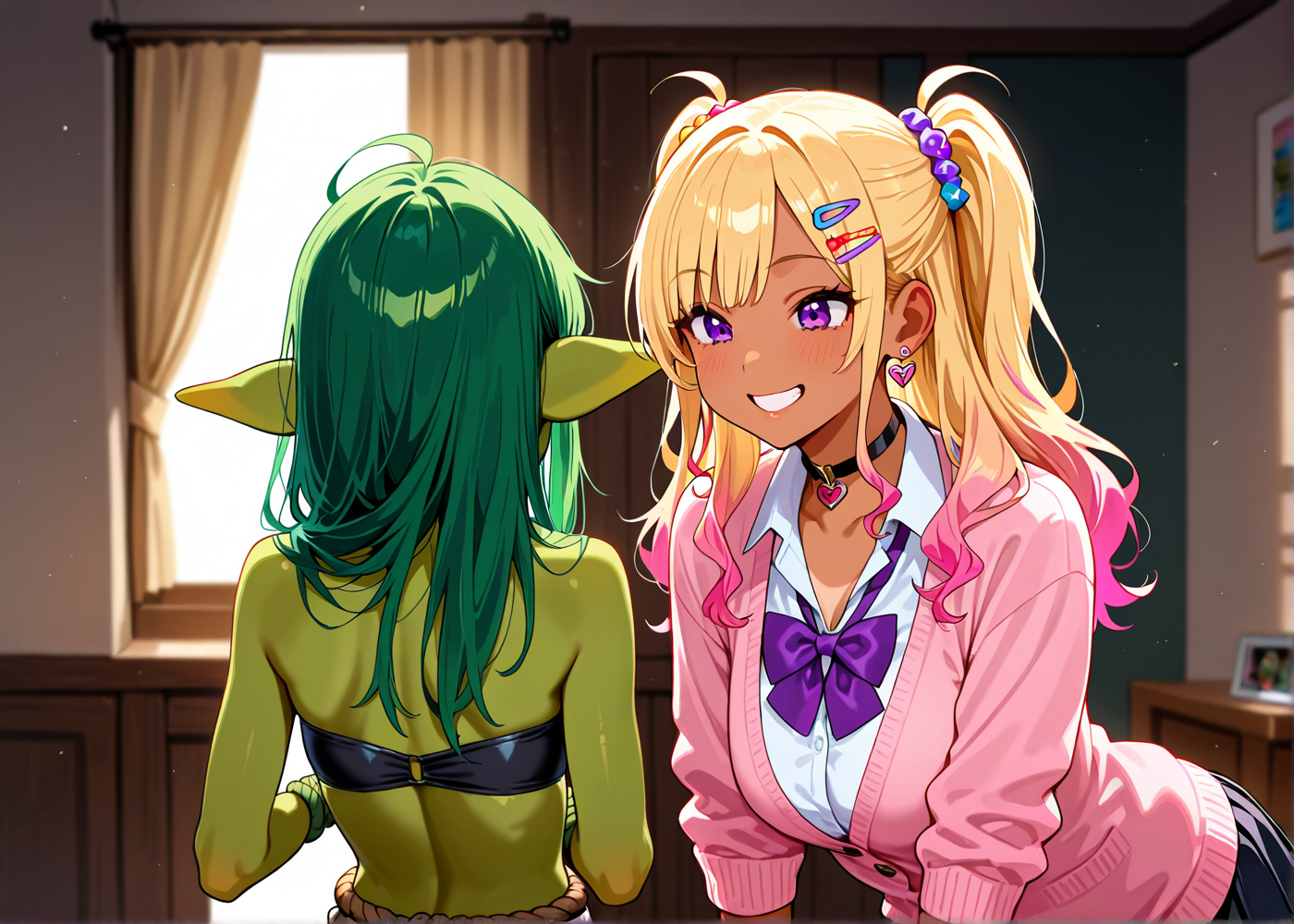 メスギャルとゴブリン娘でRegional Prompterの実験