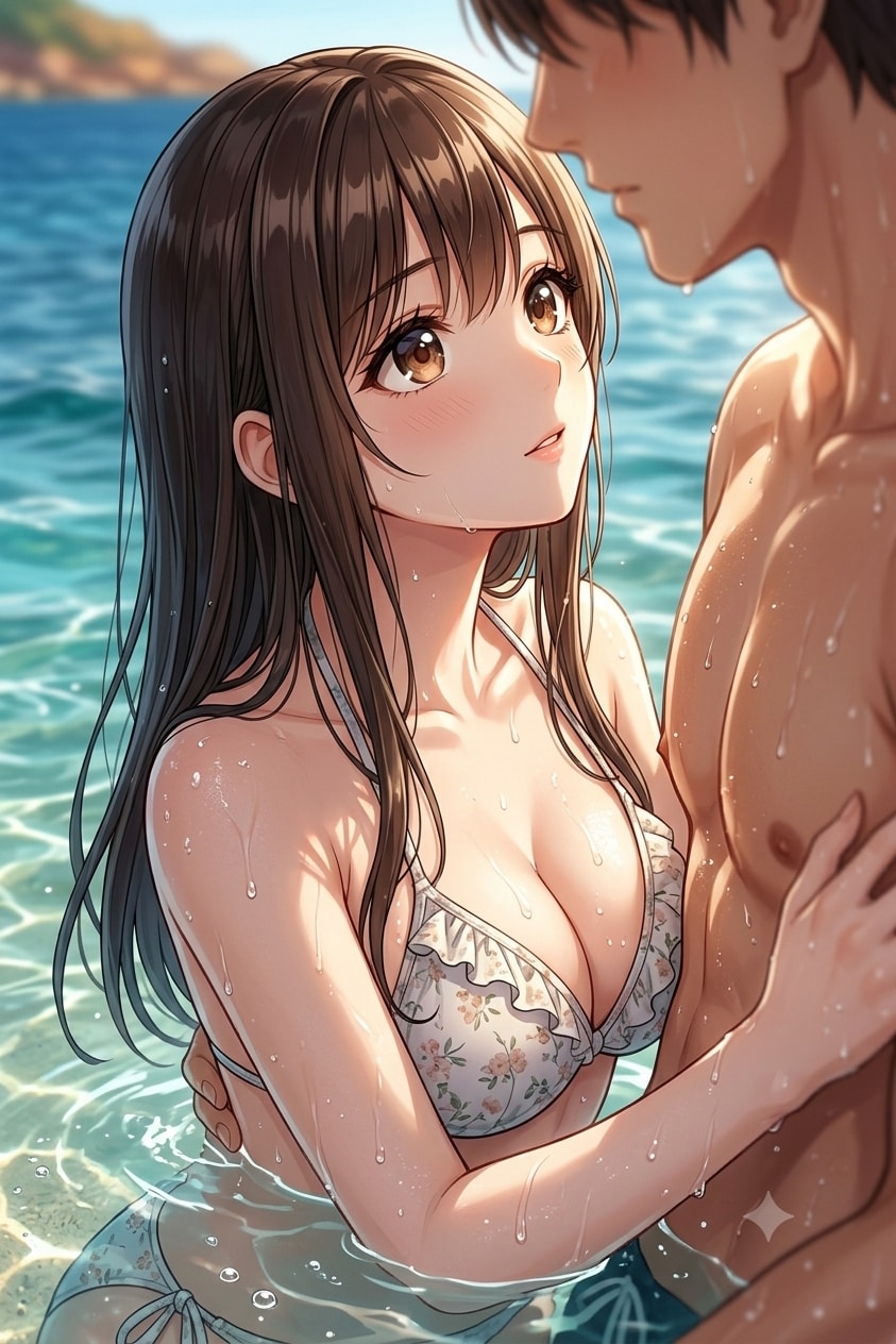 海でこっそりいちゃいちゃ