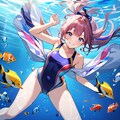 Stable Diffusionで競泳水着under water① 2枚目