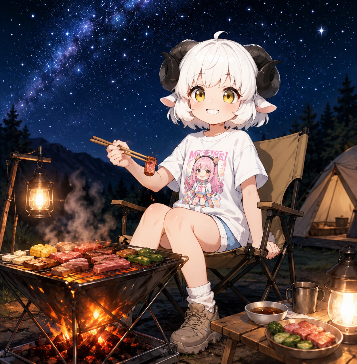 キャンプで焼肉♡