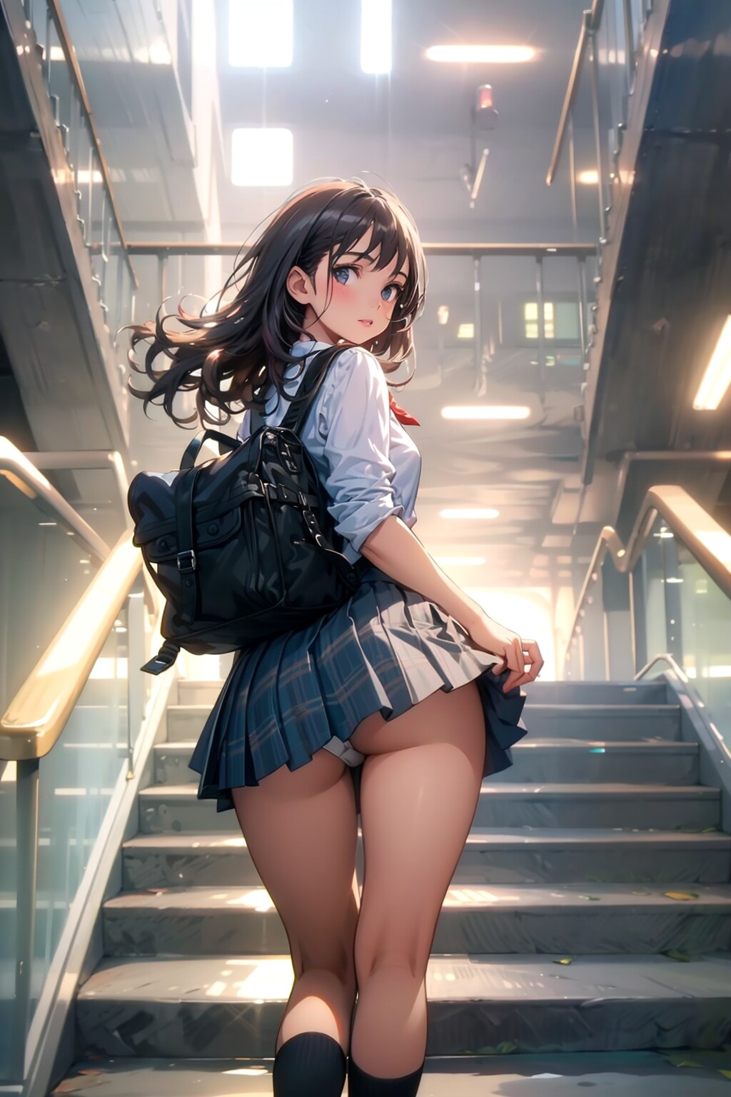 図書館にて「早く本を探しましょ」