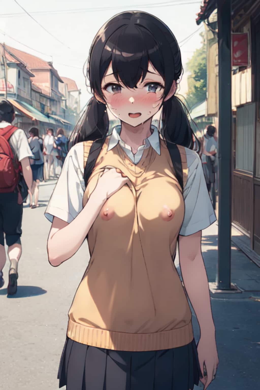 [3枚] 「どう？今日はいつもと違うと思わない？（ノーブラなの気づかれたかしら？セクシーでしょ♥）」（なぜかえっちなおねえさん２２）