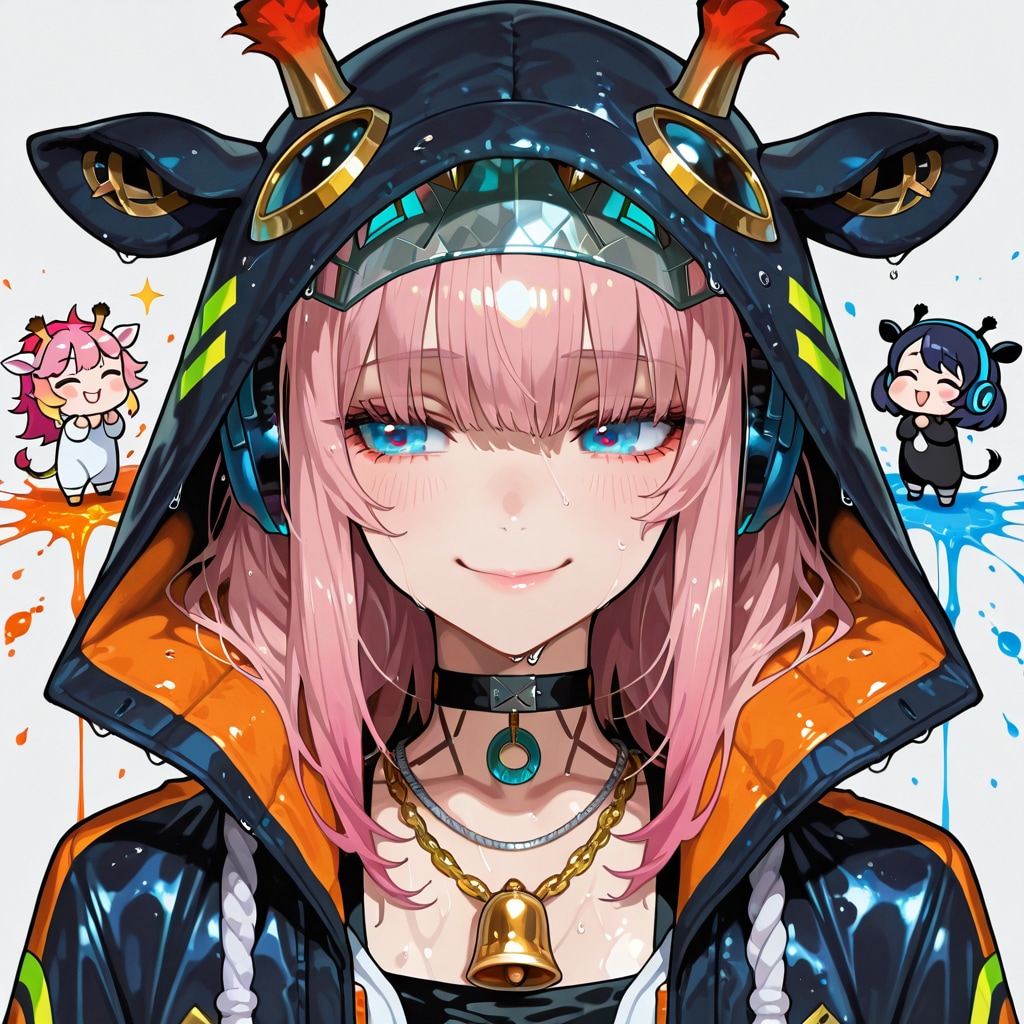 黒いキリンフーディーお姉さんとちび子ちゃんたち