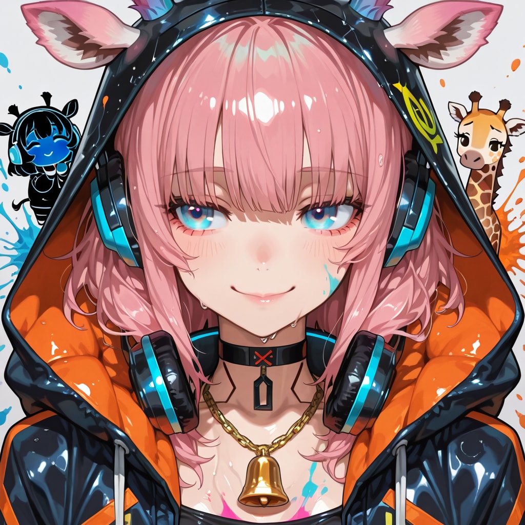 黒いキリンフーディーお姉さんとちび子ちゃんたち