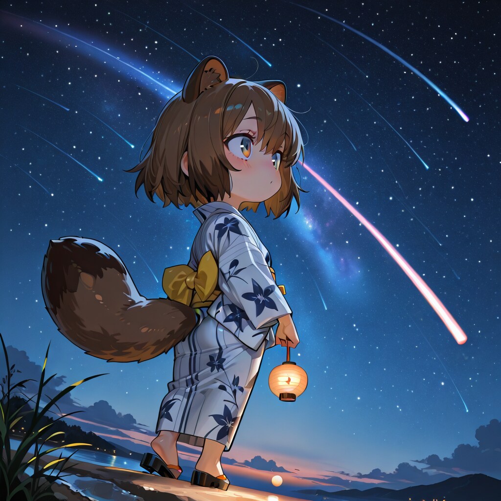 たぬき、星を見る。