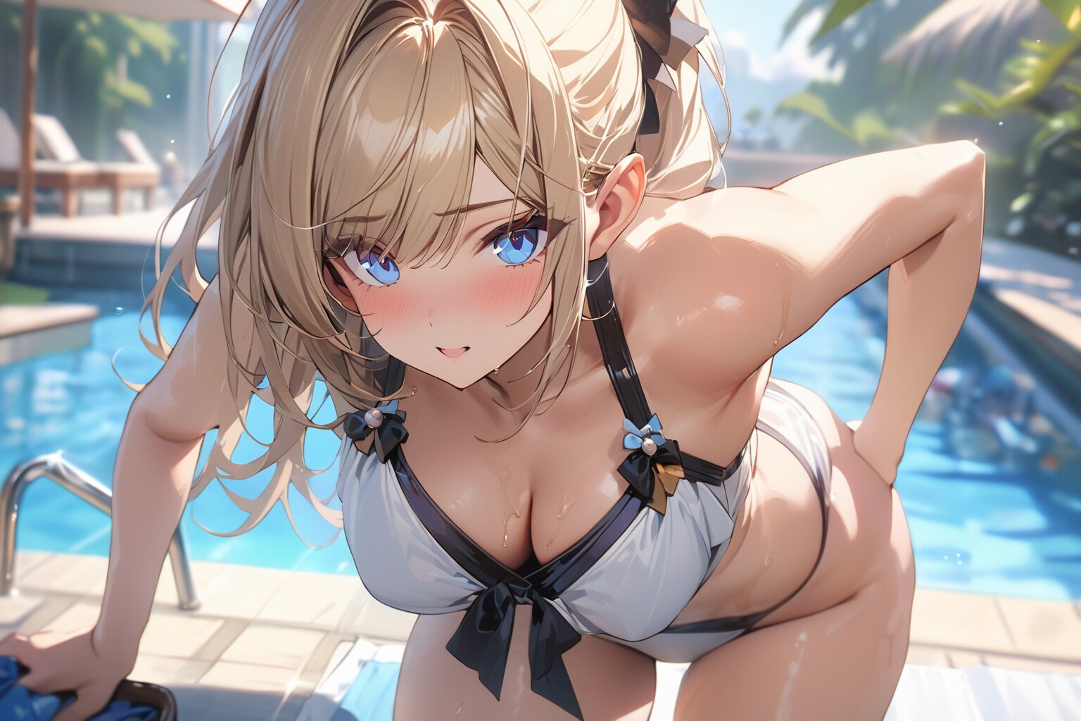 【習作】巨乳メイドの水着姿　ープール編２ー