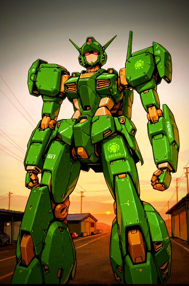 佇む緑色ロボットと､サイボーグ娘を開発中の🪛緑髪エルフ🍏