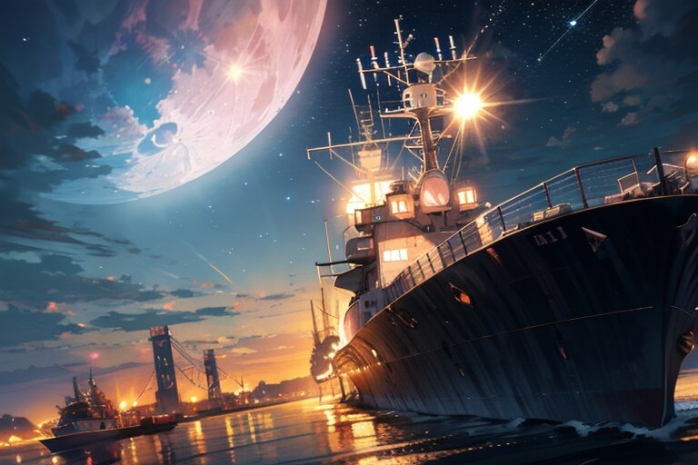 港町と軍艦 | の人気AIイラスト・グラビア