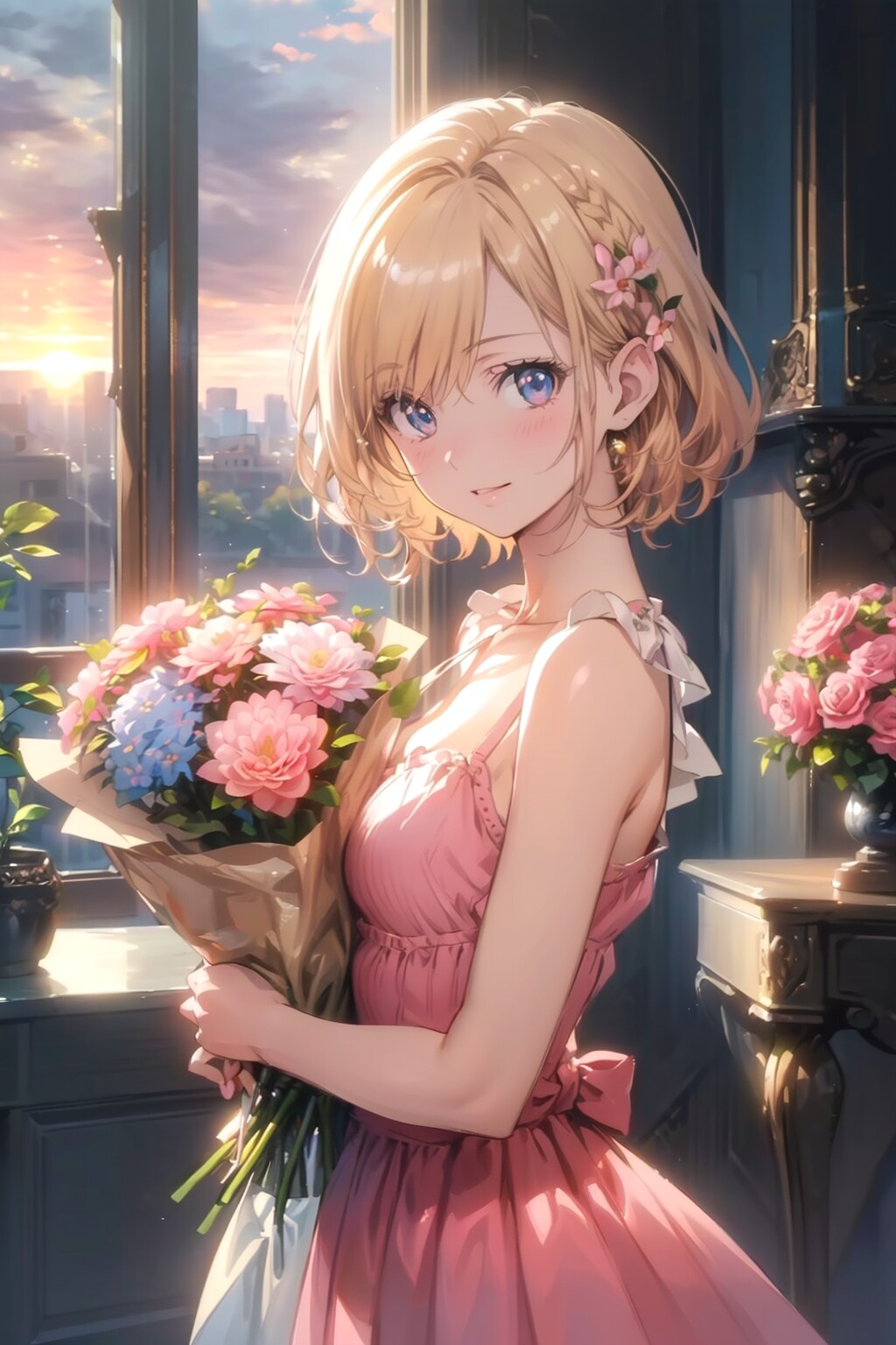 花束いただいちゃいました | の人気AIイラスト・グラビア