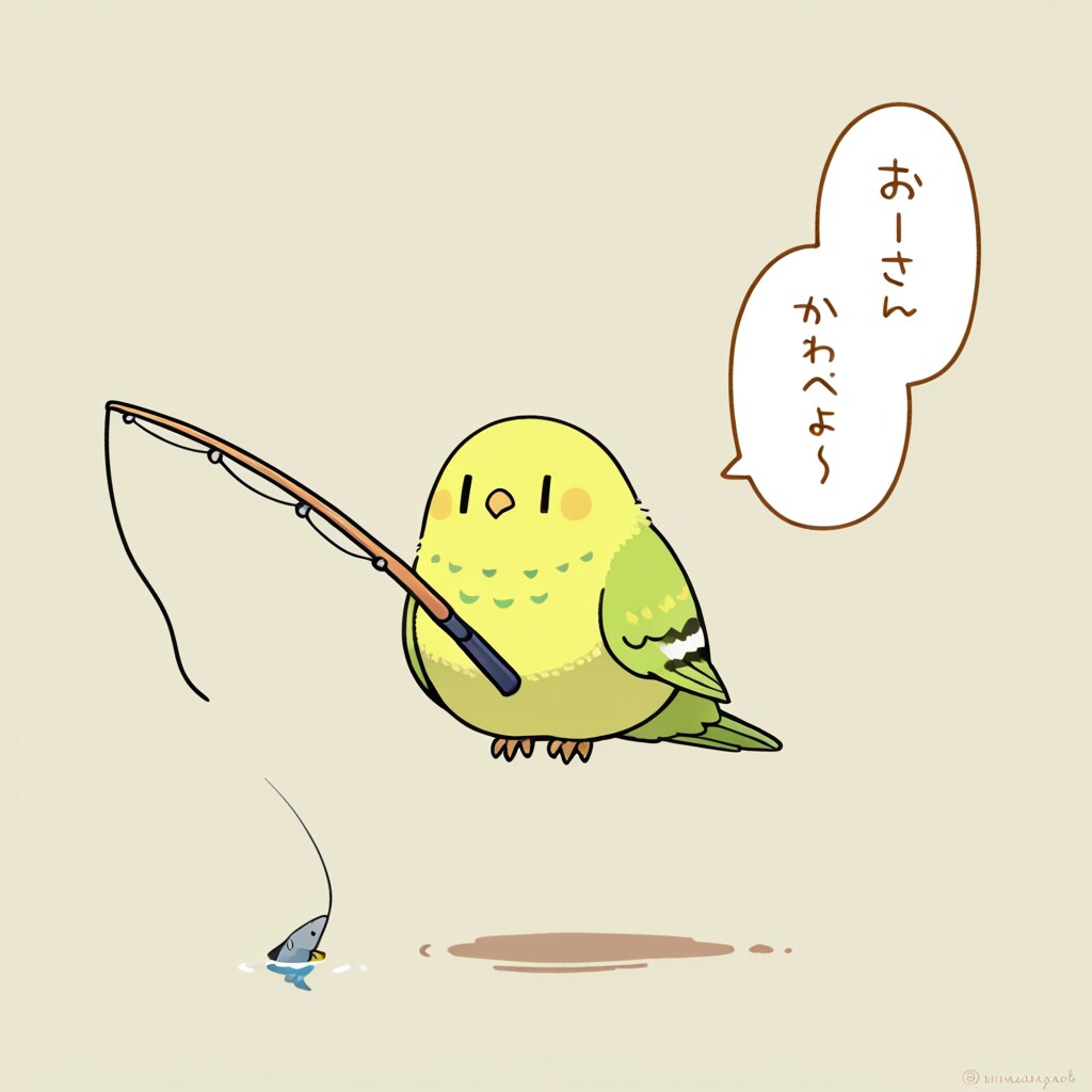 釣りする喋るインコ