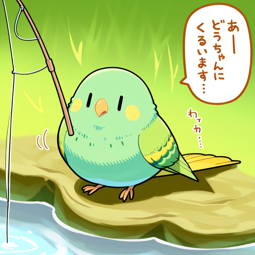 釣りする喋るインコ