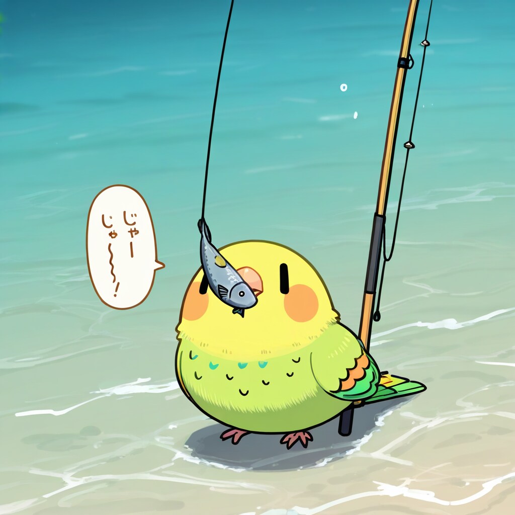 釣りする喋るインコ