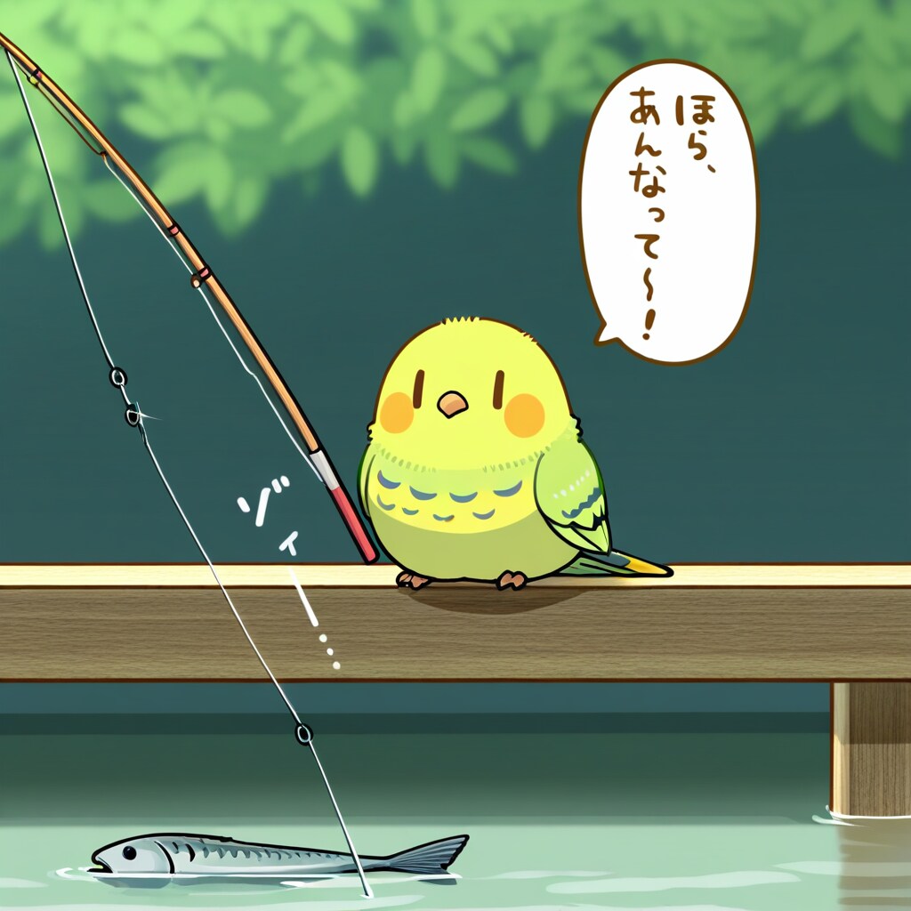 釣りする喋るインコ