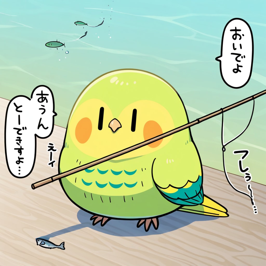釣りする喋るインコ