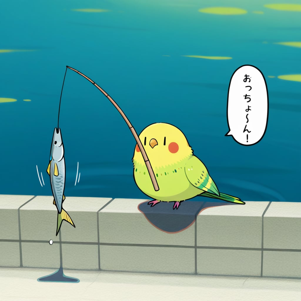釣りする喋るインコ