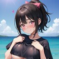 ショートポニテちゃん(海の日) 2枚目