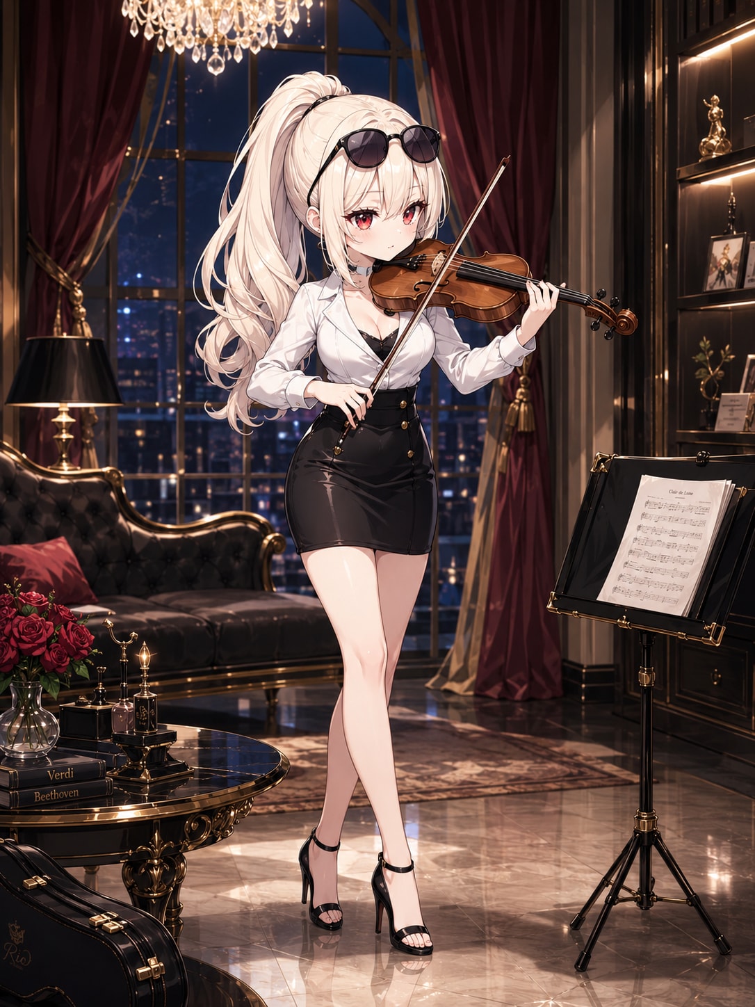 夜に響く、りおのヴァイオリン