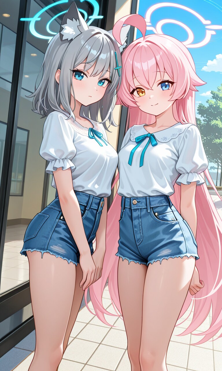 ホシノとシロコ　夏私服1 | の人気AIイラスト・グラビア