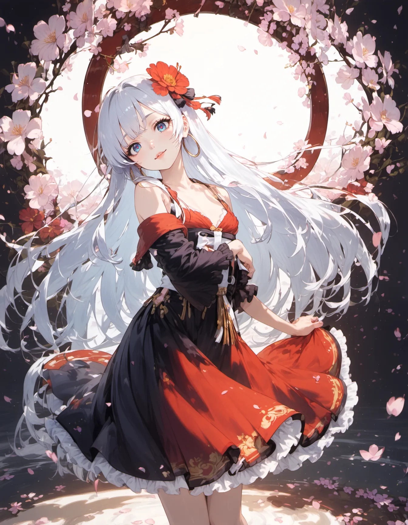 Dance of the Moonlit Sakura | の人気AIイラスト・グラビア