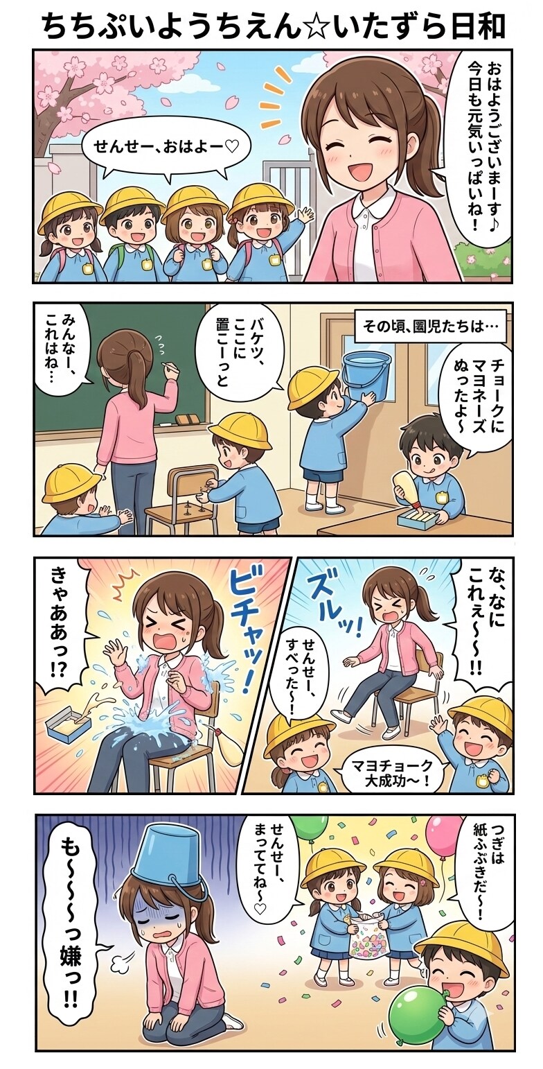 ちちぷいようちえん☆いたずら日和（四コマ漫画【たた８】１０の１）