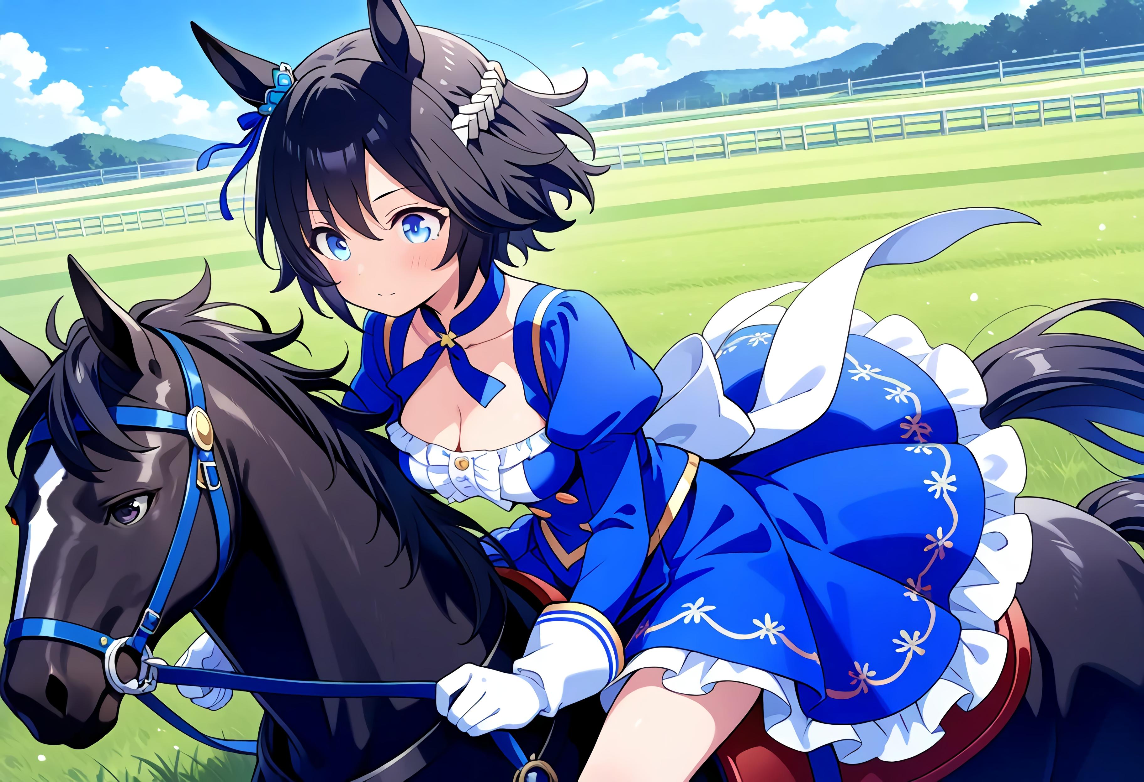馬娘が馬に乗る