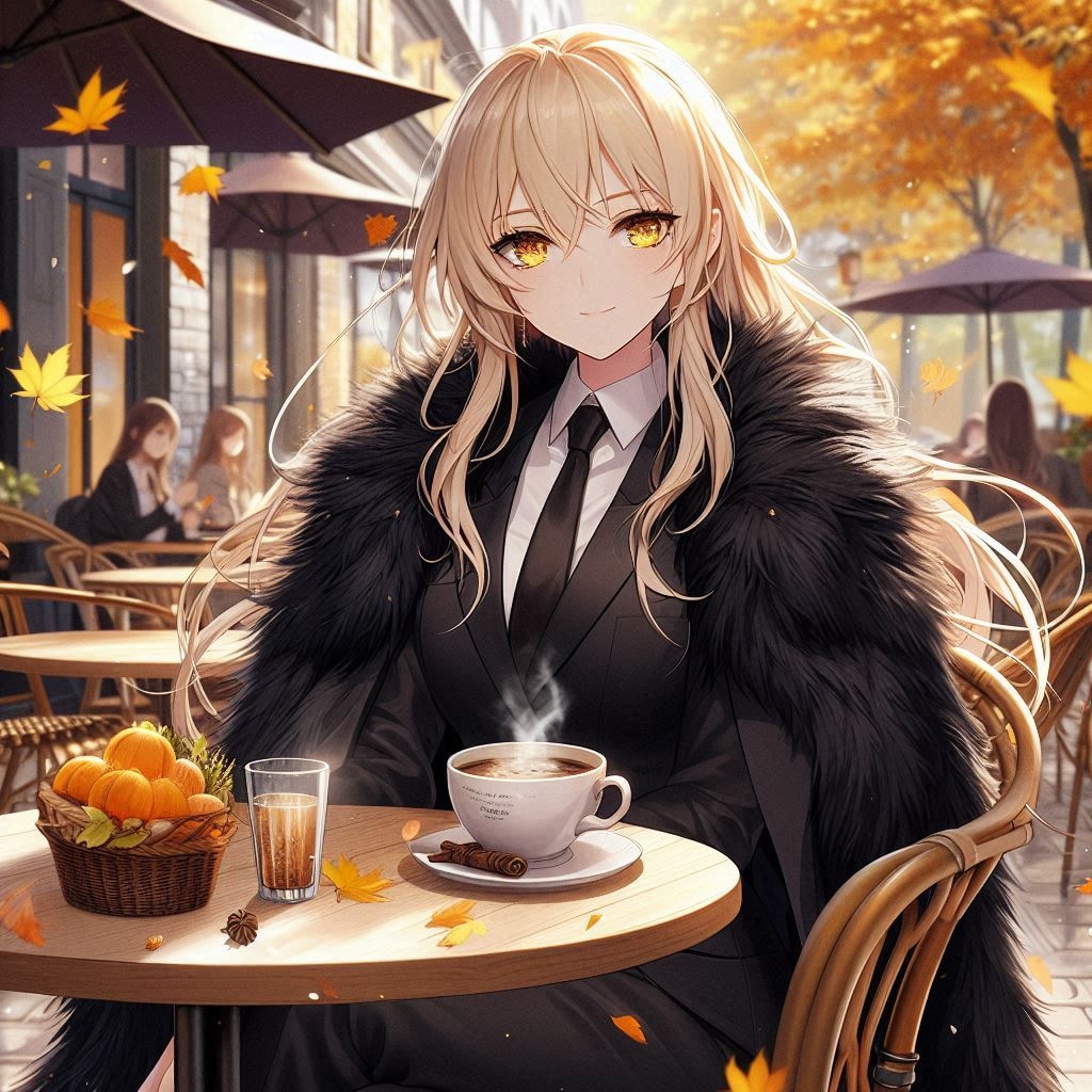 カフェで、エリザベスと。