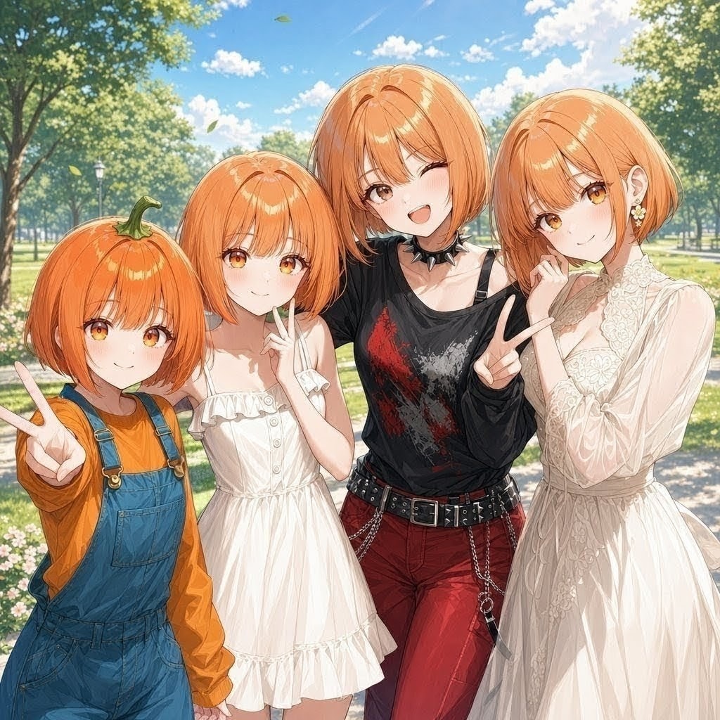 オレンジボブの女の子達
