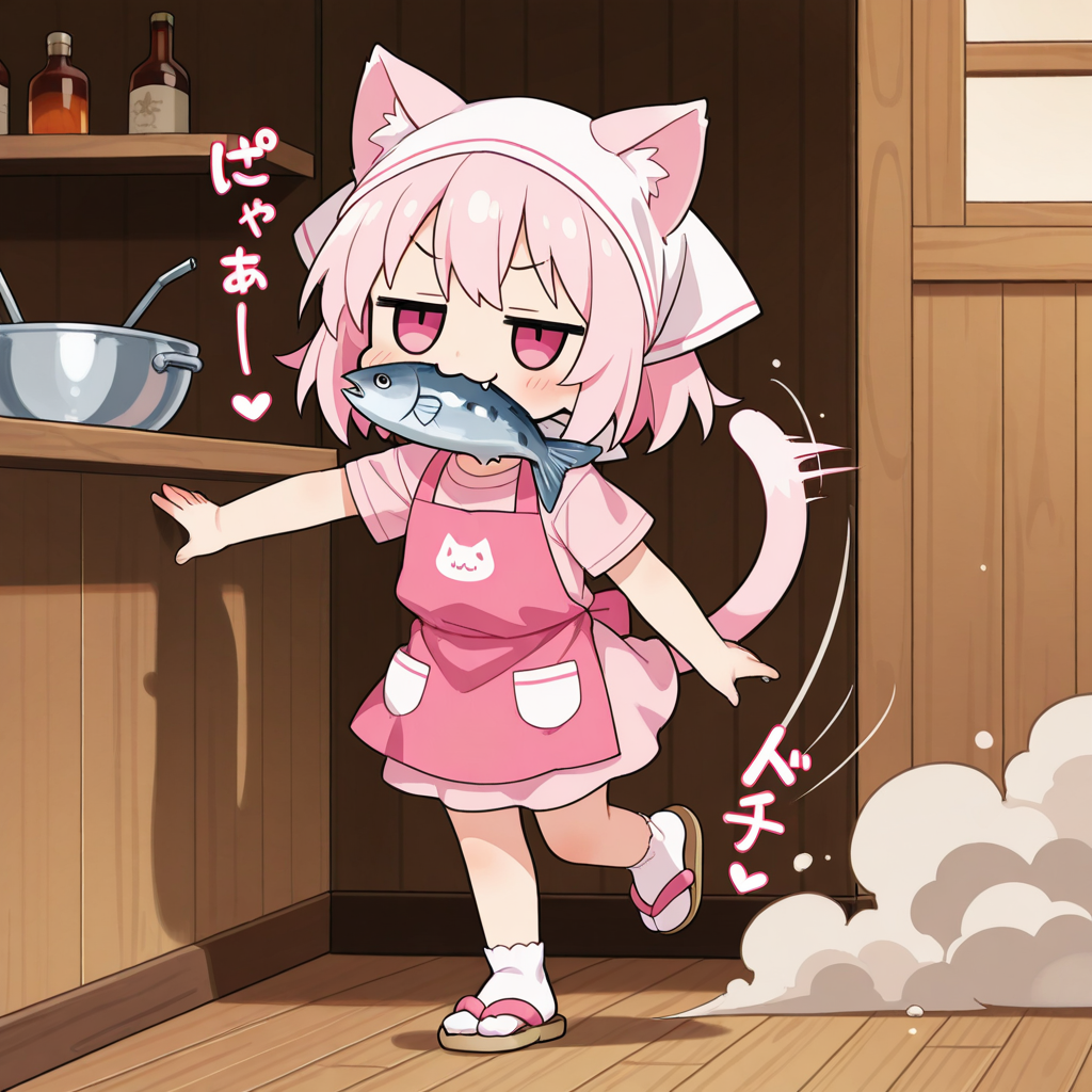 お客様の食材を奪って逃げるケモミミ店員