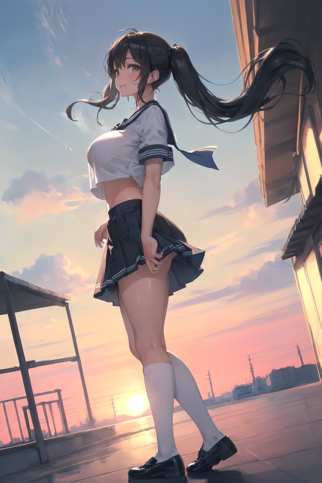 屋上からの夕日