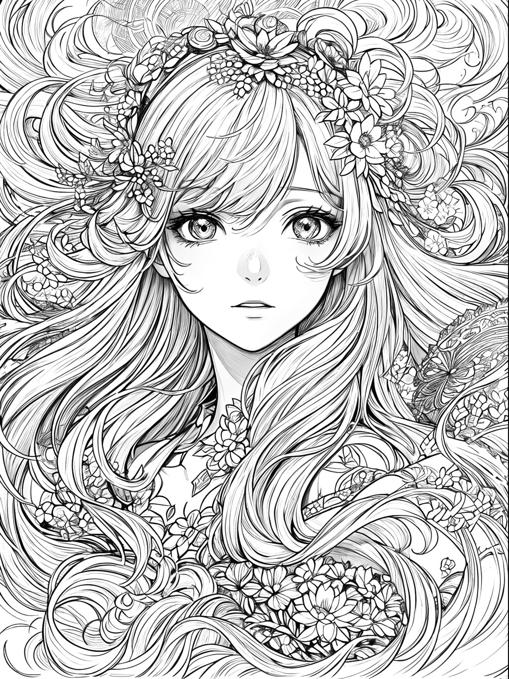 花の精 モノクロ線画 7枚