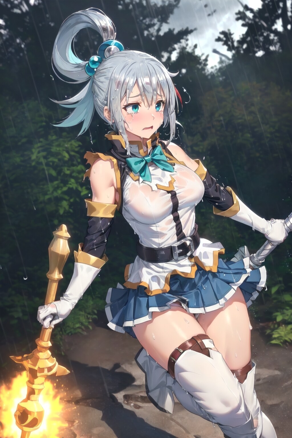 雨の中、泣きながら敗走