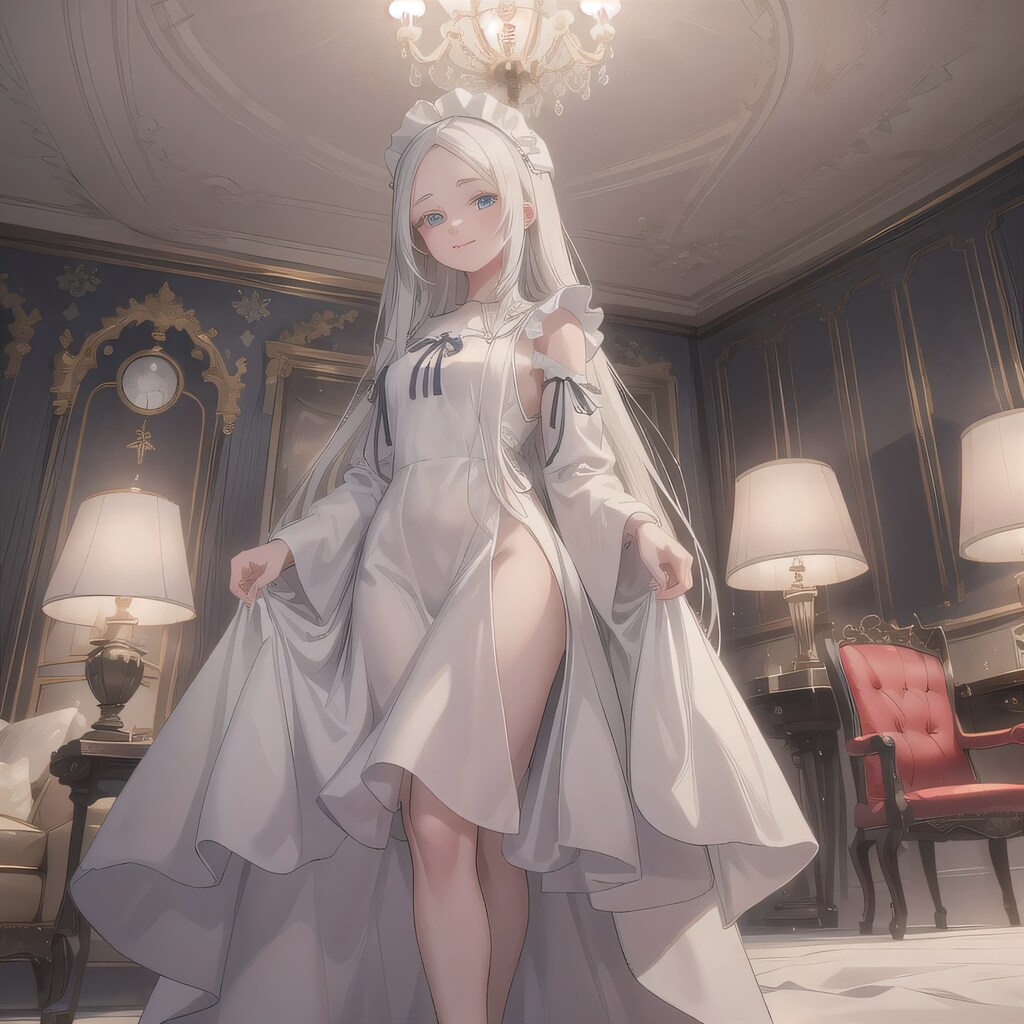 白髪ロングでメイド服の少女６