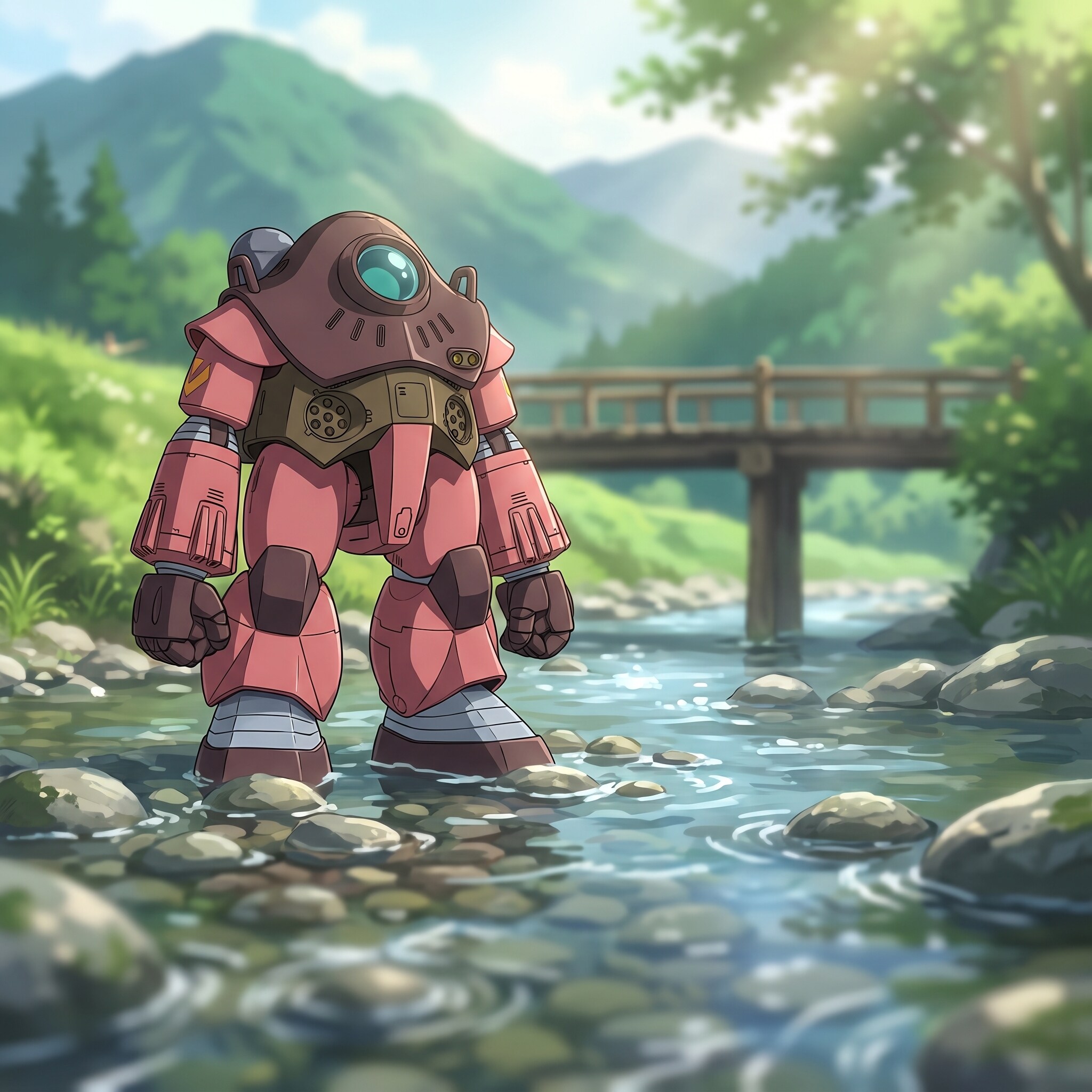 一人で川遊び