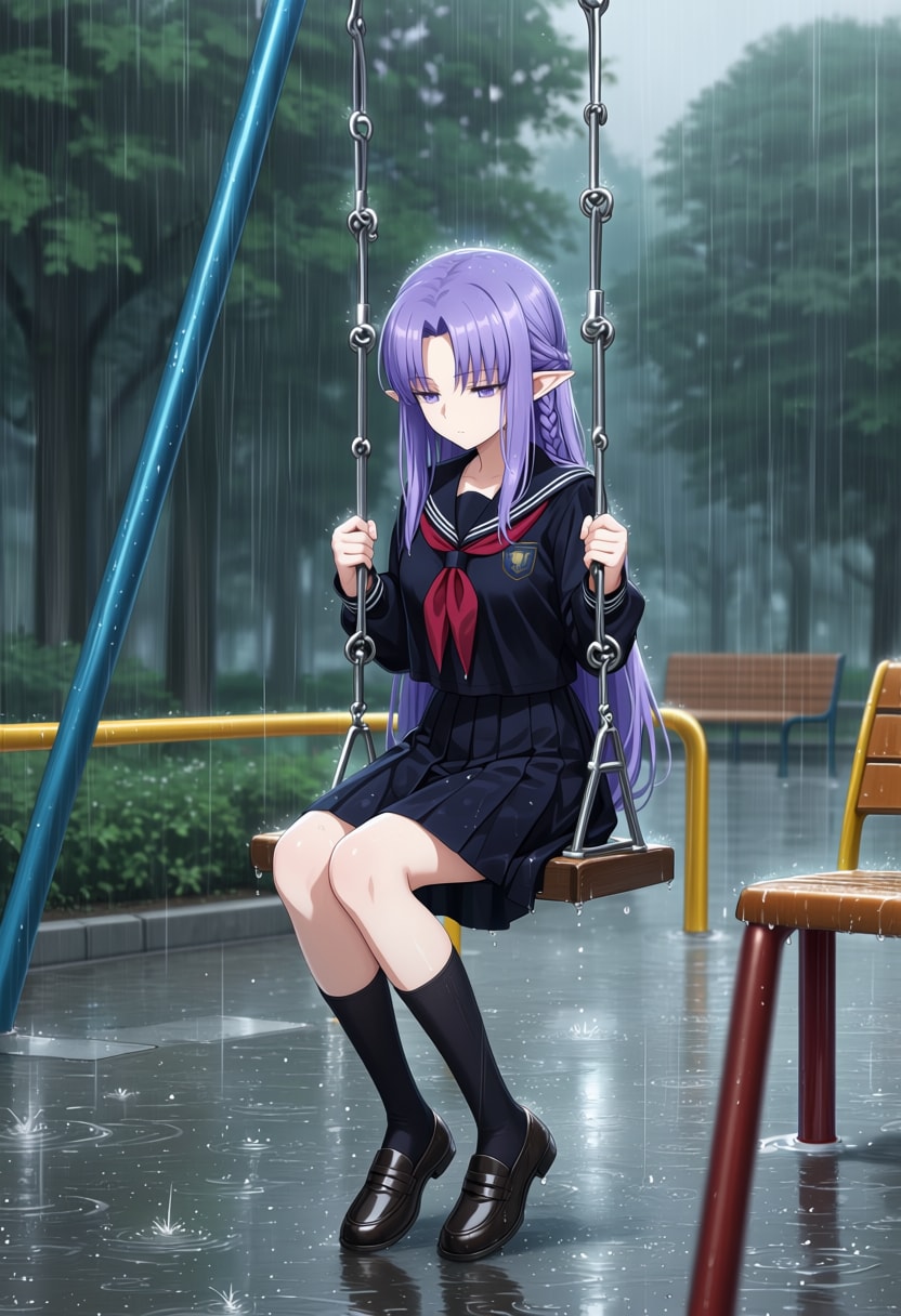 雨上がりのブランコ