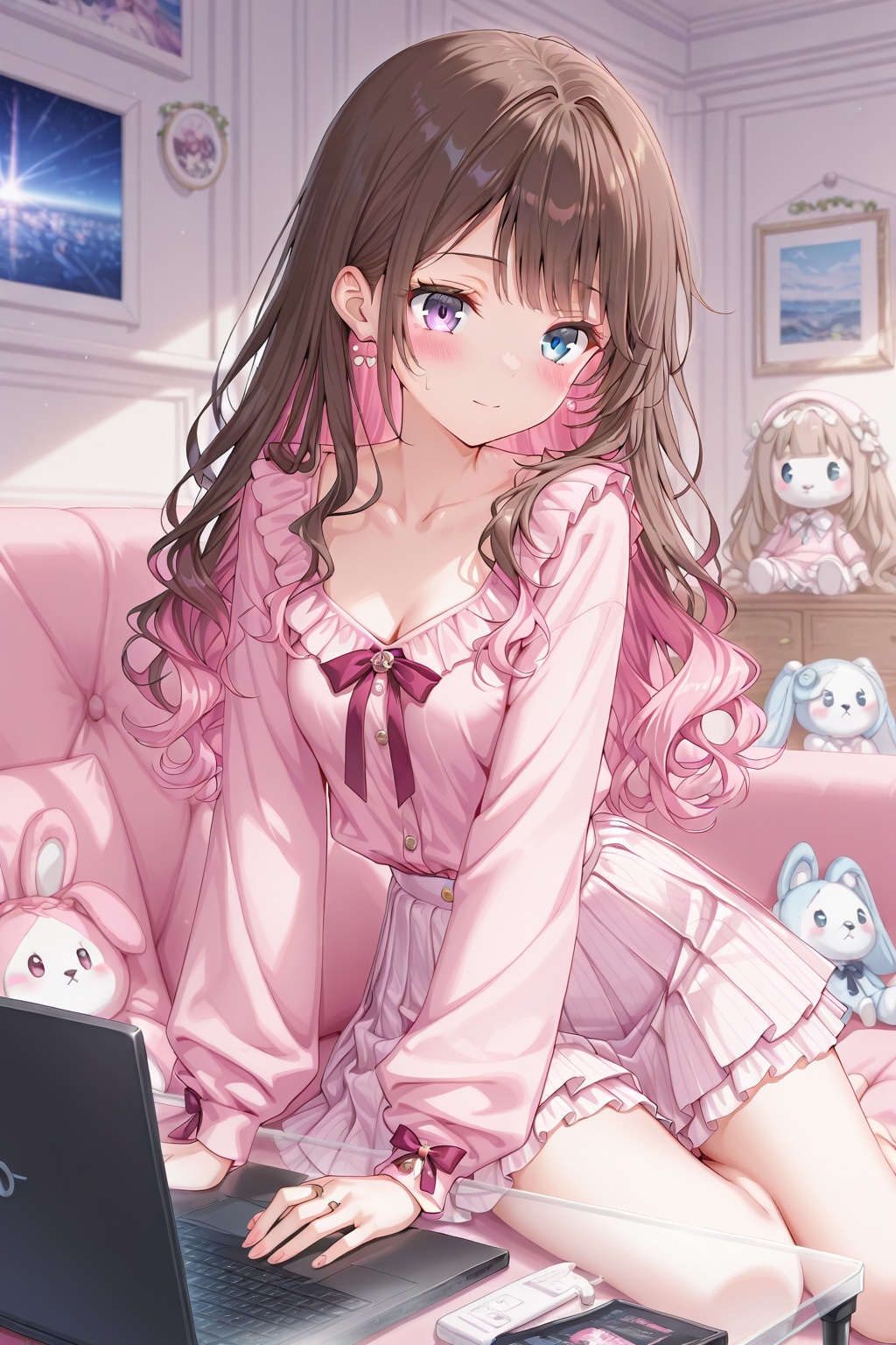 ウェーブヘアの女の子の部屋