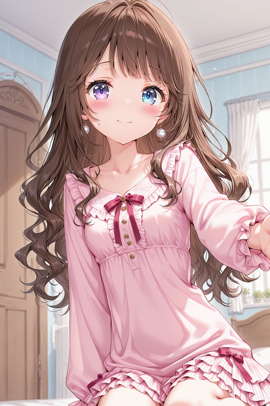 ウェーブヘアの女の子の部屋