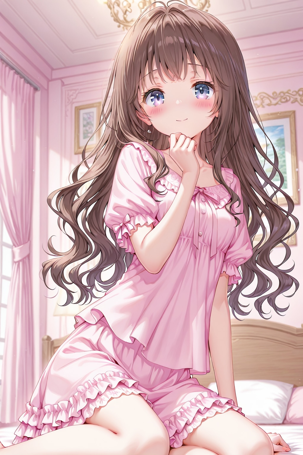 ウェーブヘアの女の子の部屋