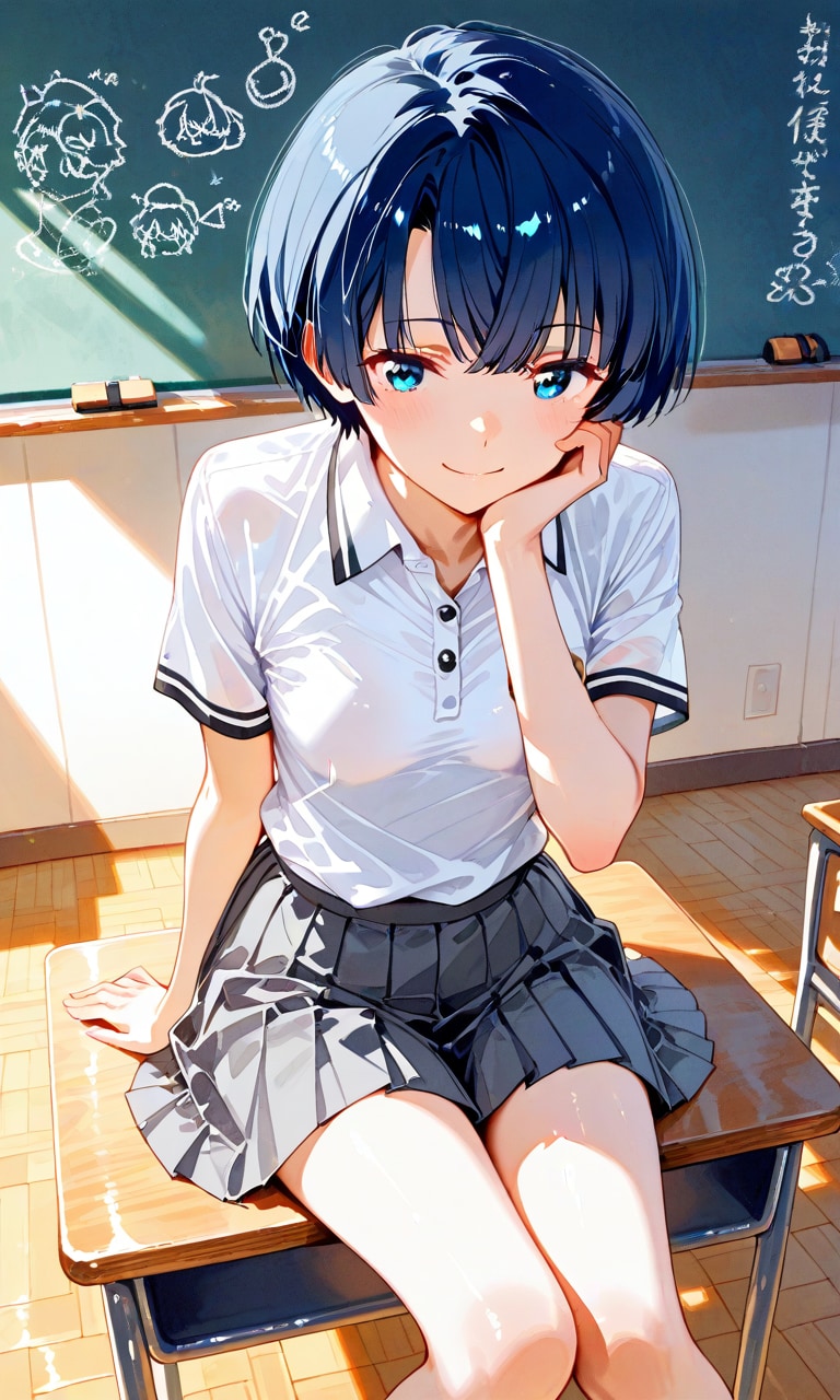 放課後の教室で柑菜ちゃん | の人気AIイラスト・グラビア