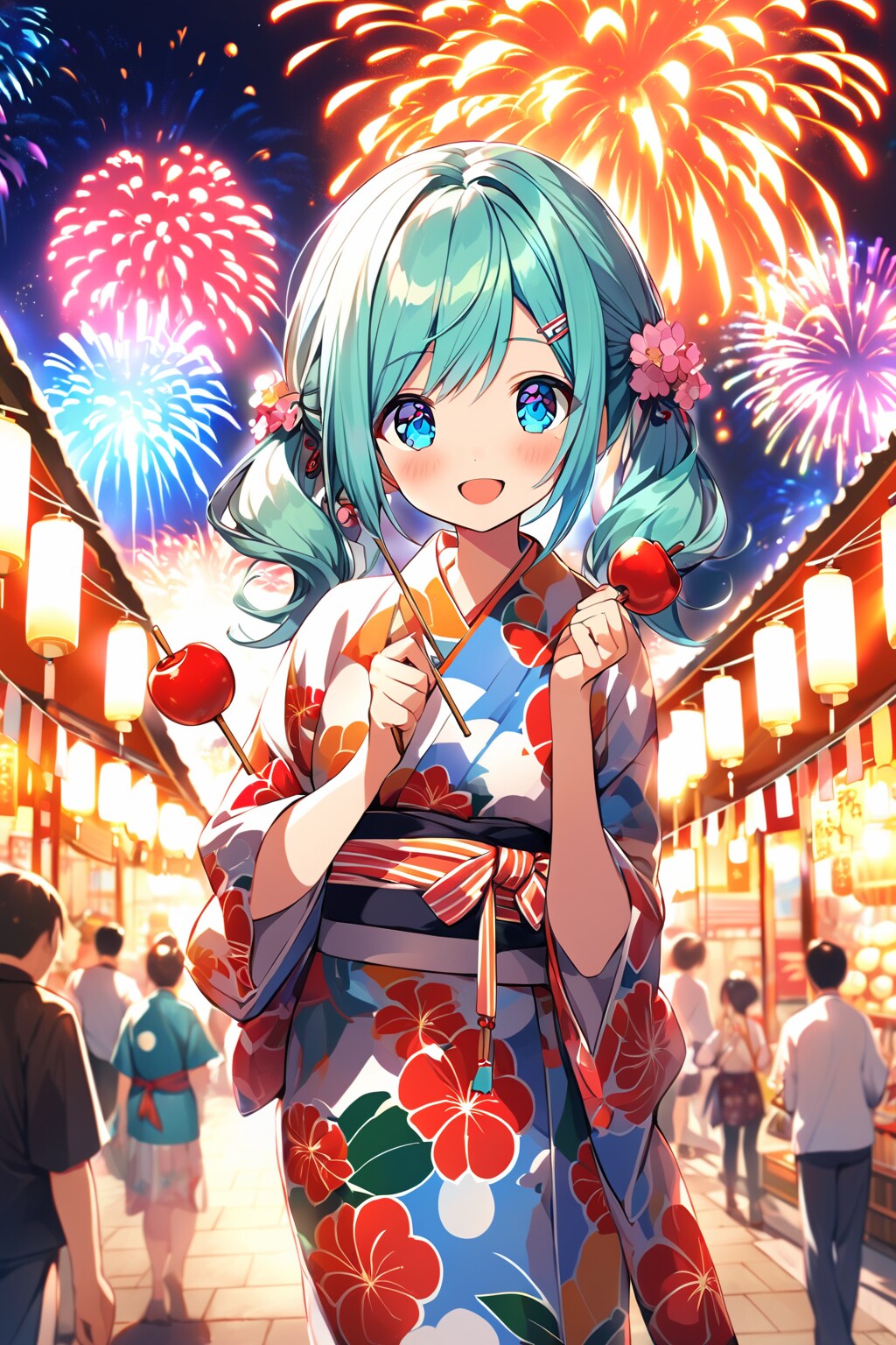 夏祭り　りんご飴の少女 | の人気AIイラスト・グラビア