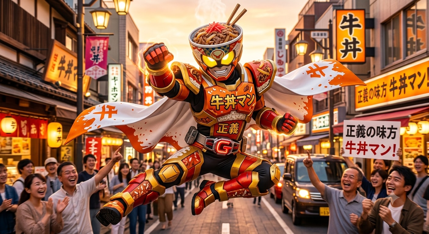 正義の牛丼マン！vs…？