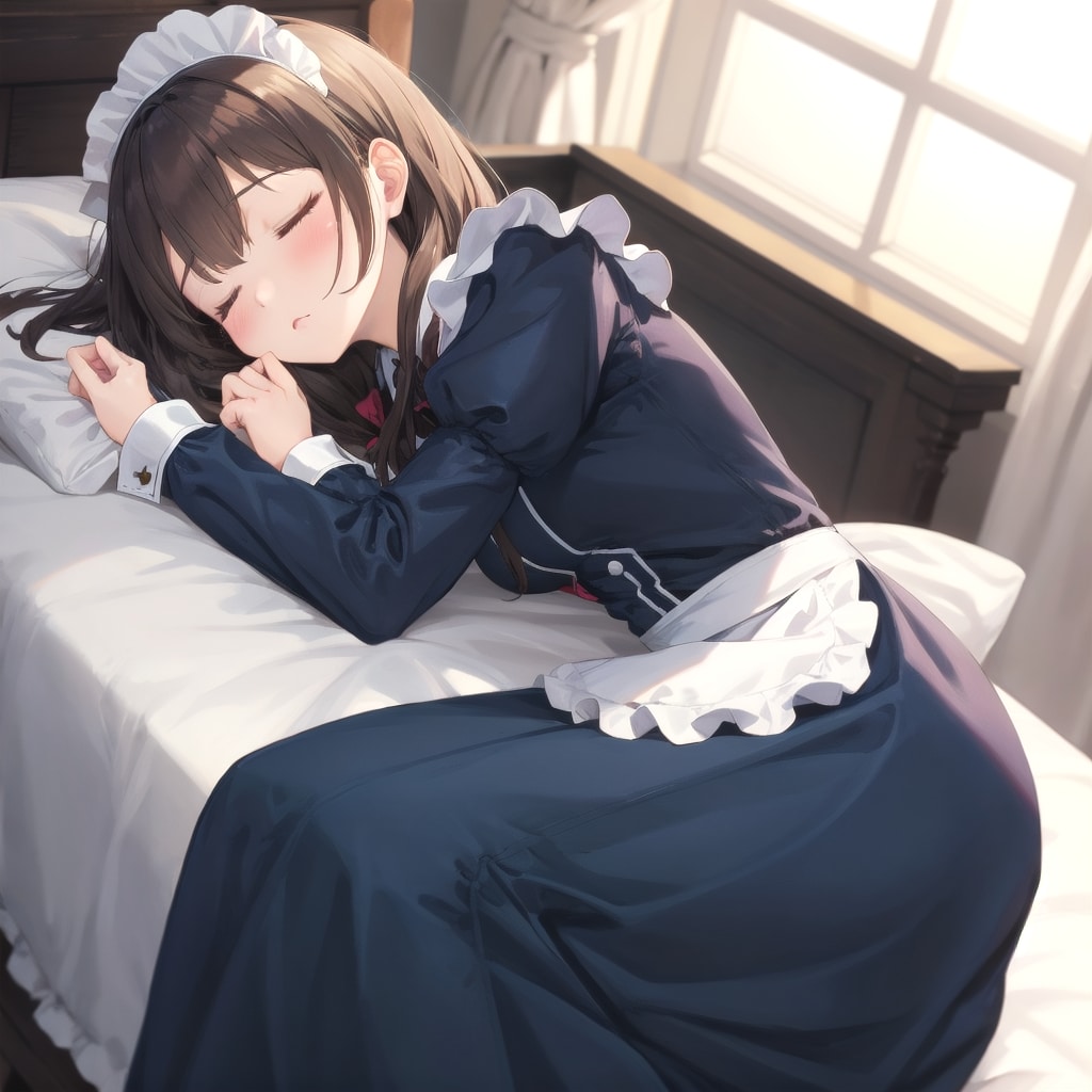 ベッドで一休みメイドさん | の人気AIイラスト・グラビア