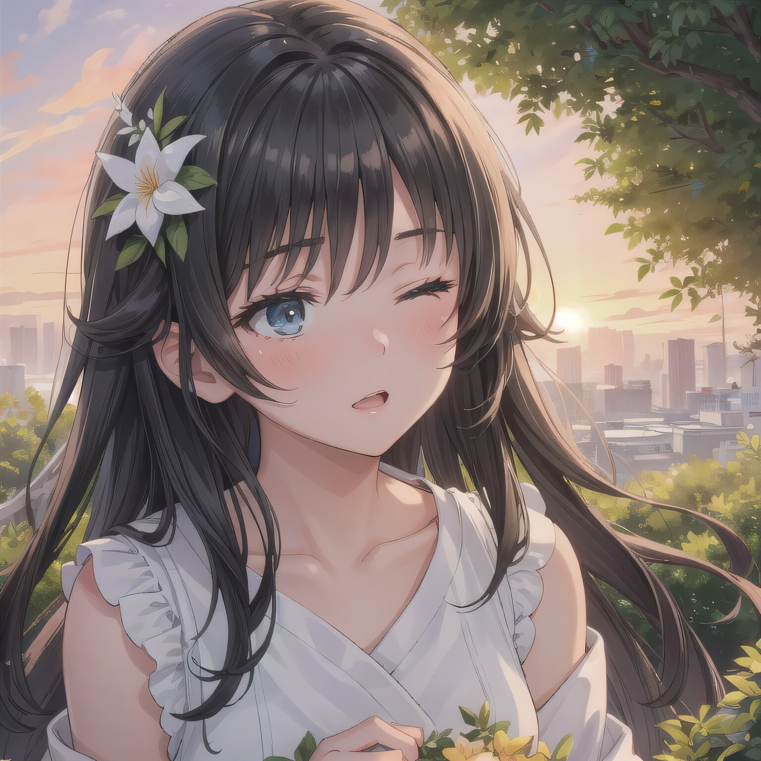 黒髪ロングでワンピースの少女２０ | の人気AIイラスト・グラビア