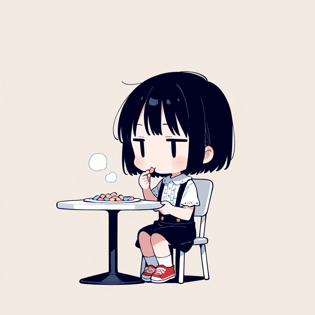 ジェリービーンズを食べる