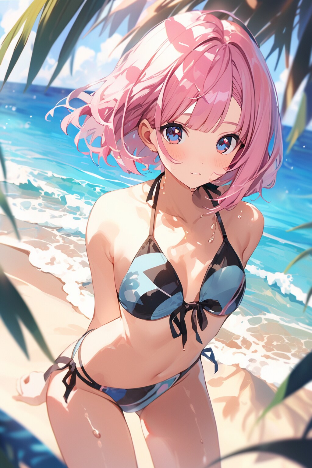 ピンクボブのビキニギャル