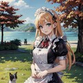 秋メイドと猫 2枚目