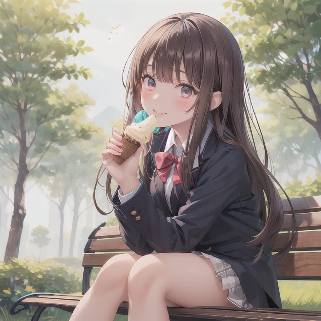 黒髪ロングでブレザーの少女５６