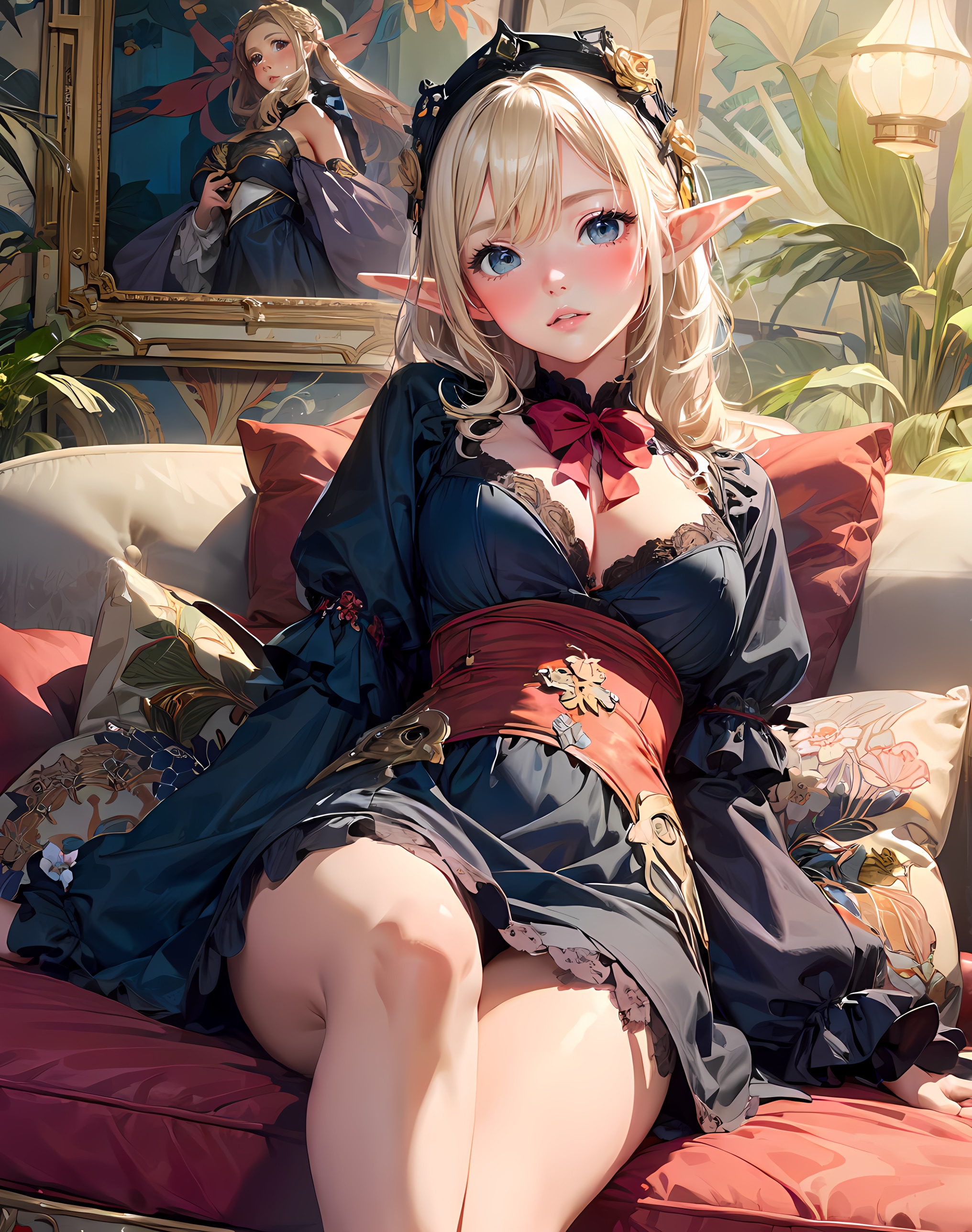 休憩中のエルフさん