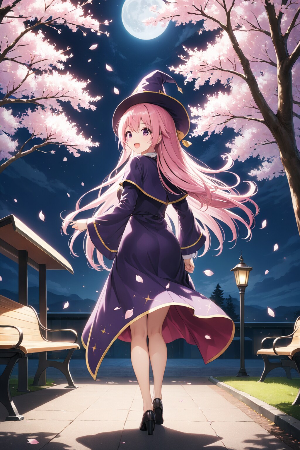 月見と夜桜
