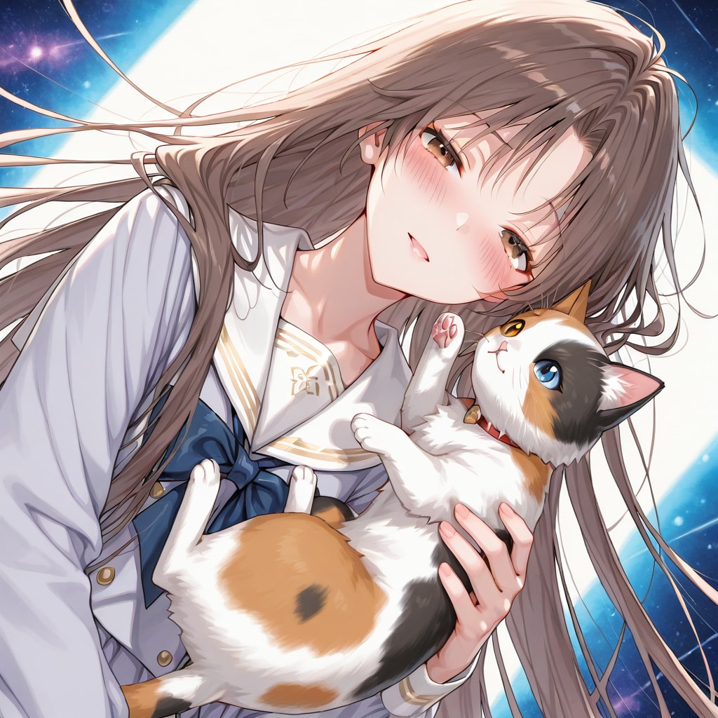 もふもふ三毛殿（1８）茶髪　超ロング　QILIN | の人気AIイラスト・グラビア